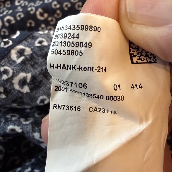 HUGO BOSS Slim Fit Mens Navy Blue Floral Print LS Button Down Shirt Size S - Picture 9 of 9